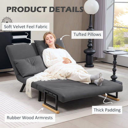 Click Clack 2 Seater Sofa Bed for Living Room, Guest Room, Dark Grey