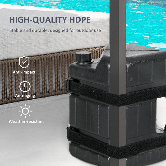 HDPE Gazebo Weights Set of 4, Water or Sand Filled Weights for Gazebo Legs, with Built-in Handles and Secure Straps