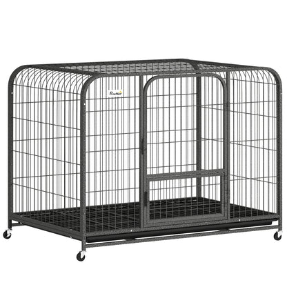 Heavy Duty Dog Crate, Large Dog Cage with Wheels and Tray