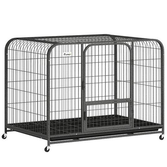 Heavy Duty Dog Crate, Large Dog Cage with Wheels and Tray