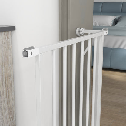 Extra Wide Dog Safety Gate, with Door Pressure, for Doorways, Hallways, Staircases - White
