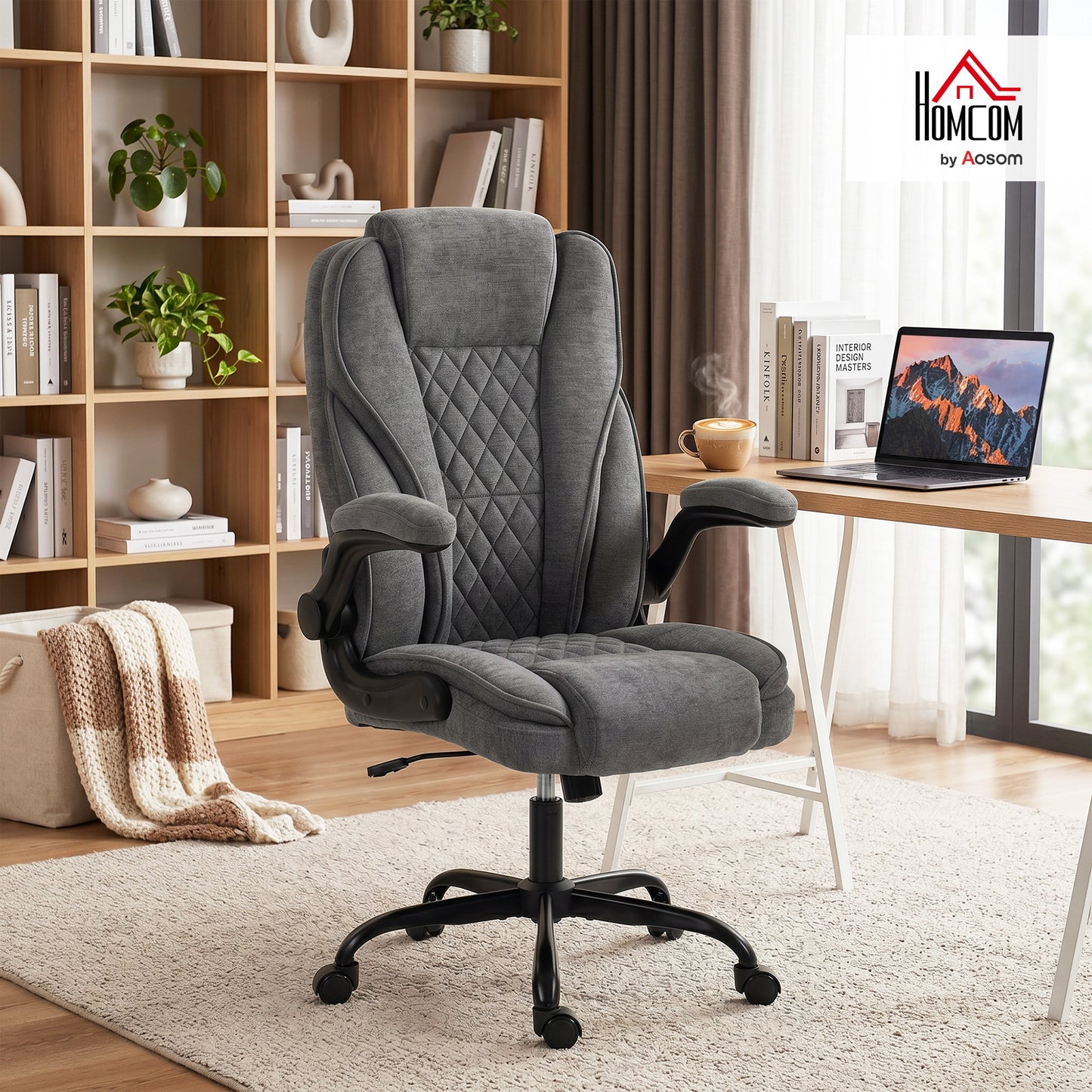 Office Chair, Computer Desk Chair with Flip-up Armrest, Grey