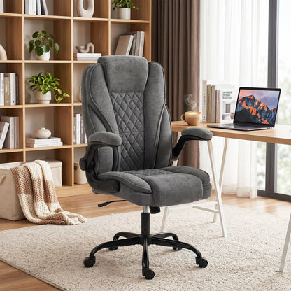 Office Chair, Computer Desk Chair with Flip-up Armrest, Grey