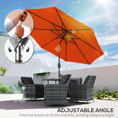 3(m) Garden Umbrella Outdoor Sunshade Canopy w/ Tilt & Crank Orange