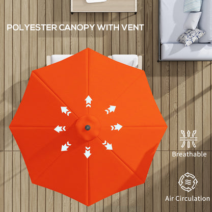 3(m) Garden Umbrella Outdoor Sunshade Canopy w/ Tilt & Crank Orange