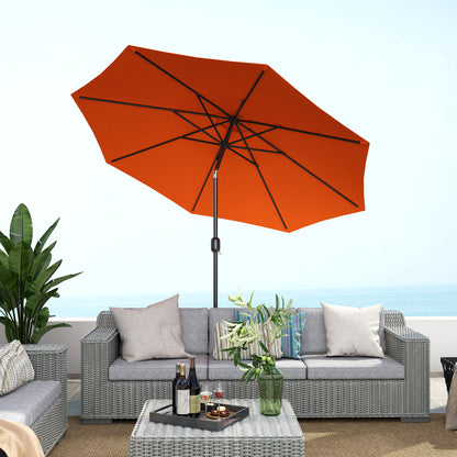 3(m) Garden Umbrella Outdoor Sunshade Canopy w/ Tilt & Crank Orange