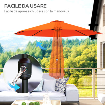3(m) Garden Umbrella Outdoor Sunshade Canopy w/ Tilt & Crank Orange