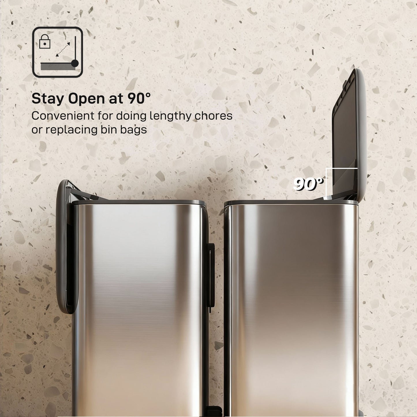 8L Hanging Kitchen Bin, Rubbish bin w/ Stay-Open Lid for Under Sink