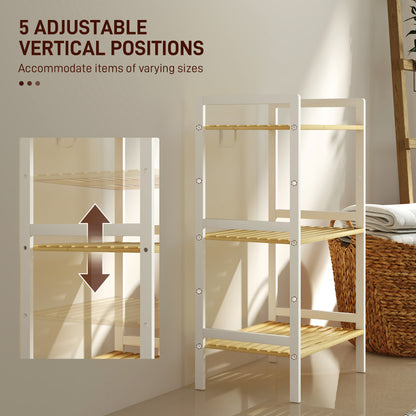 3-Tier Bamboo Bathroom Storage Shelf with Adjustable Rack, Natural