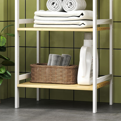 3-Tier Bamboo Bathroom Storage Shelf with Adjustable Rack, Natural