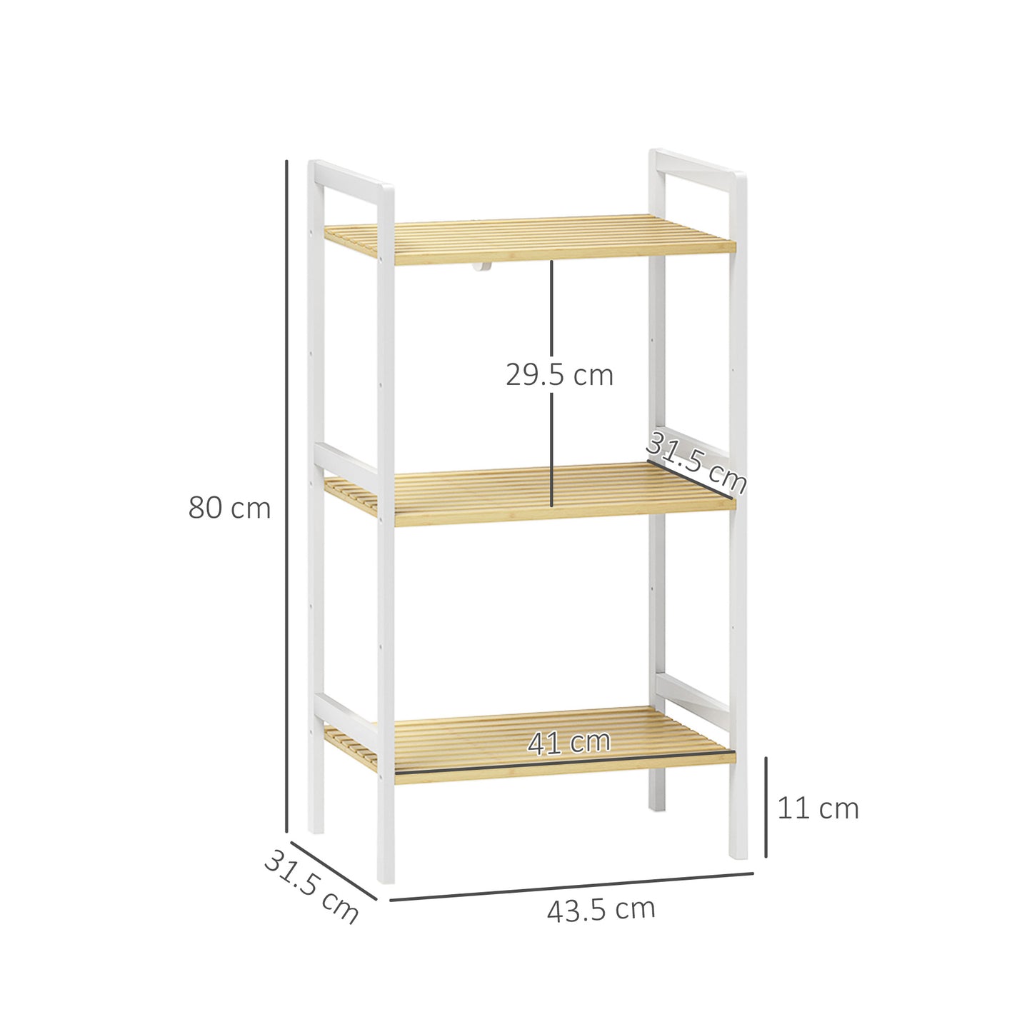 3-Tier Bamboo Bathroom Storage Shelf with Adjustable Rack, Natural