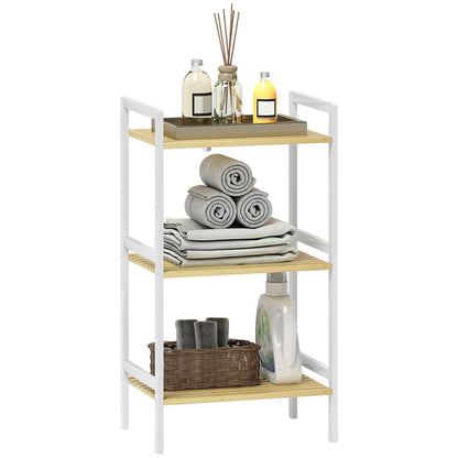 3-Tier Bamboo Bathroom Storage Shelf with Adjustable Rack, Natural