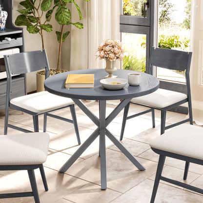 Garden Table with Steel Frame, Wood Effect Top, for Balcony, Deck