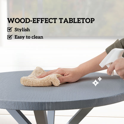 Garden Table with Steel Frame, Wood Effect Top, for Balcony, Deck