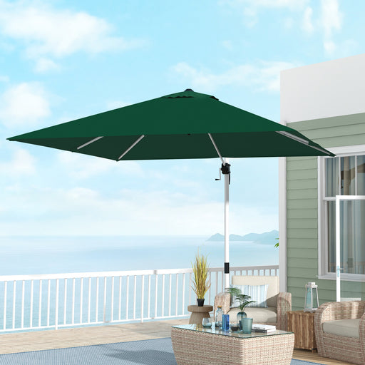 3 x 3(m) Square Cantilever Parasol with Cross Base, Crank Handle, Tilt, 360° Rotation and Aluminium Frame, Green