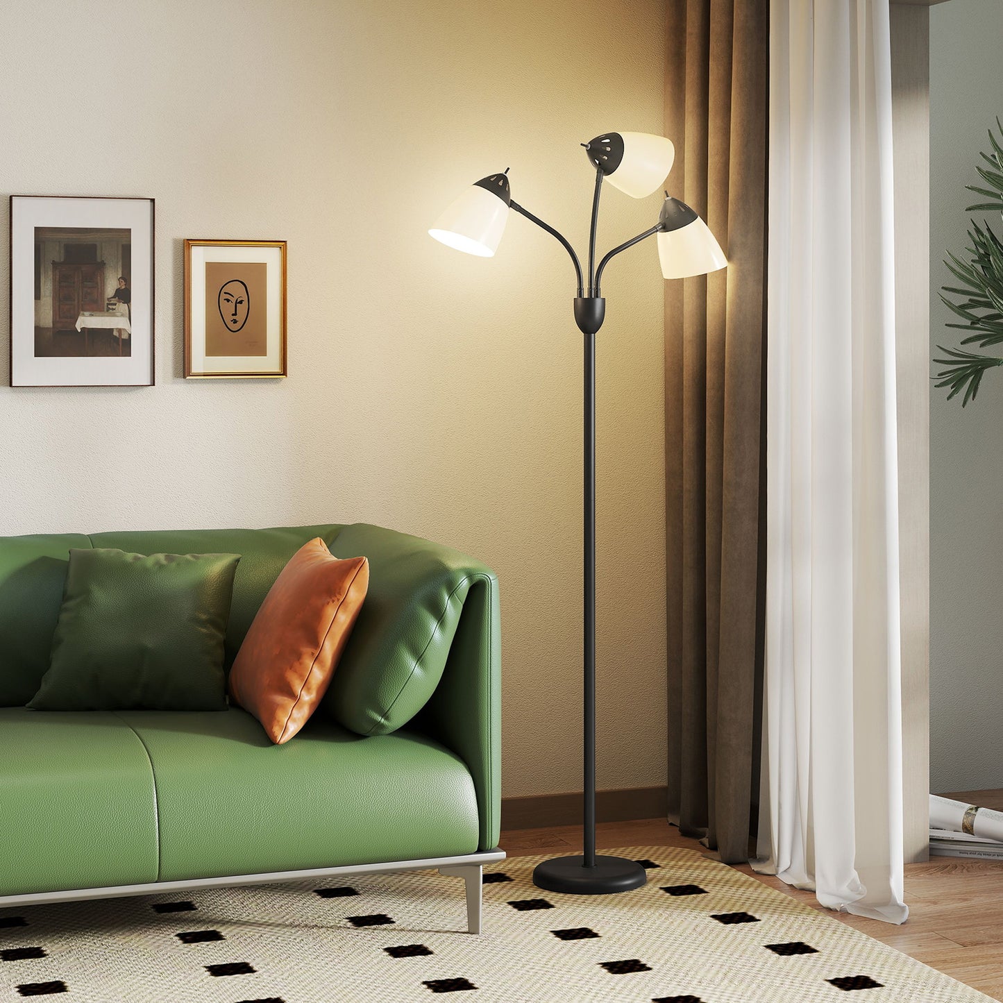 Arc Tree Floor Lamp with 3000K/4500K/6500K Colour Temperatures Black