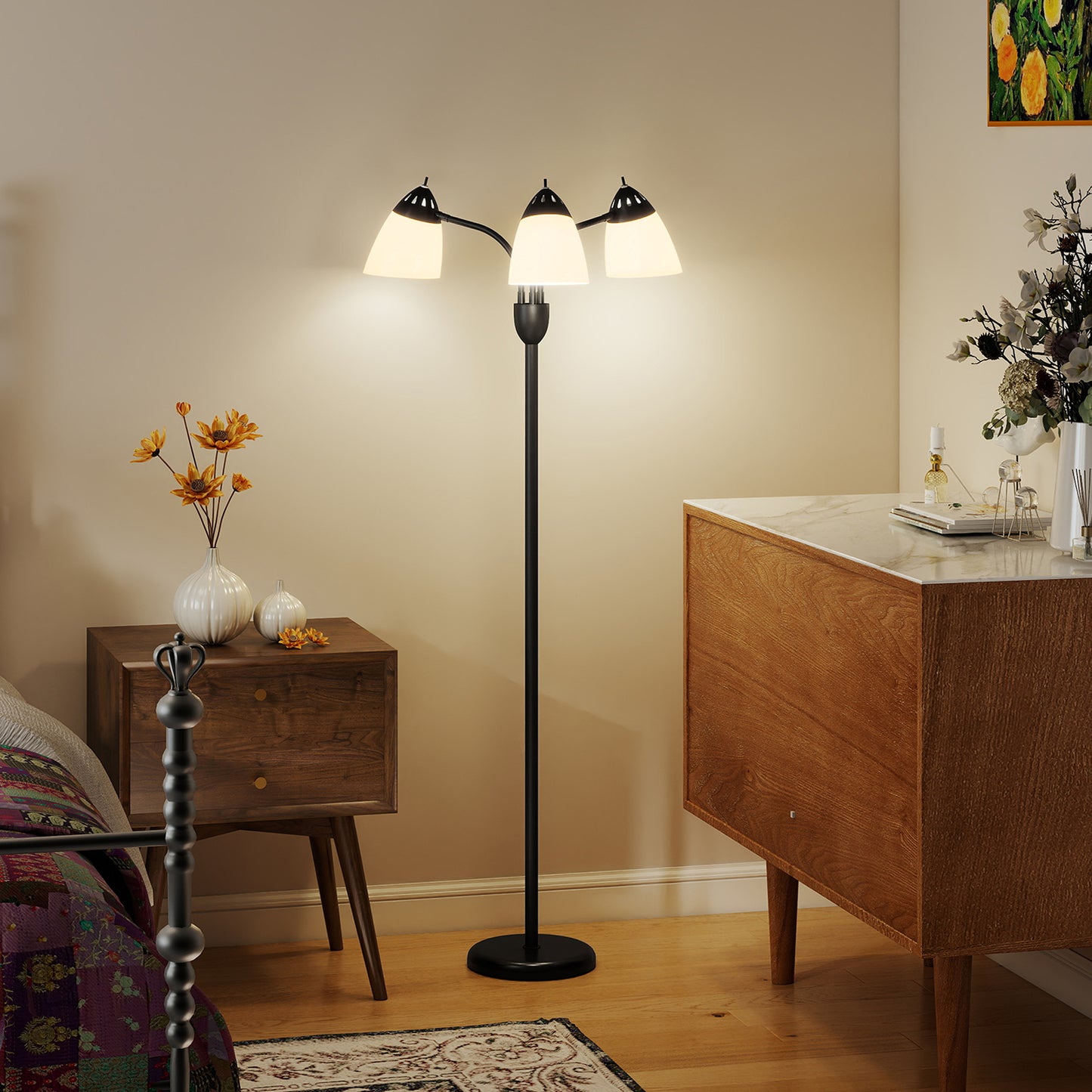 Arc Tree Floor Lamp with 3000K/4500K/6500K Colour Temperatures Black
