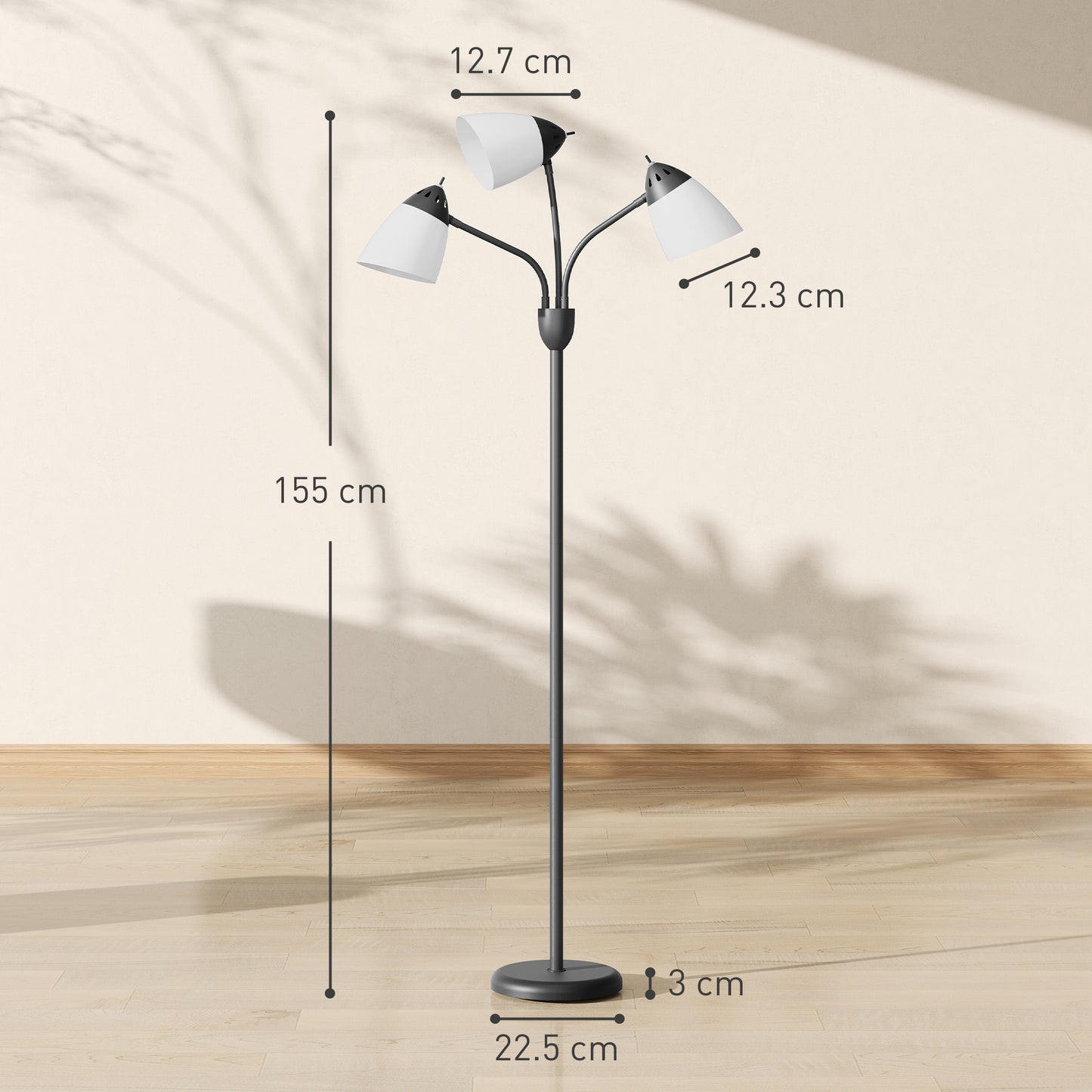 Arc Tree Floor Lamp with 3000K/4500K/6500K Colour Temperatures Black