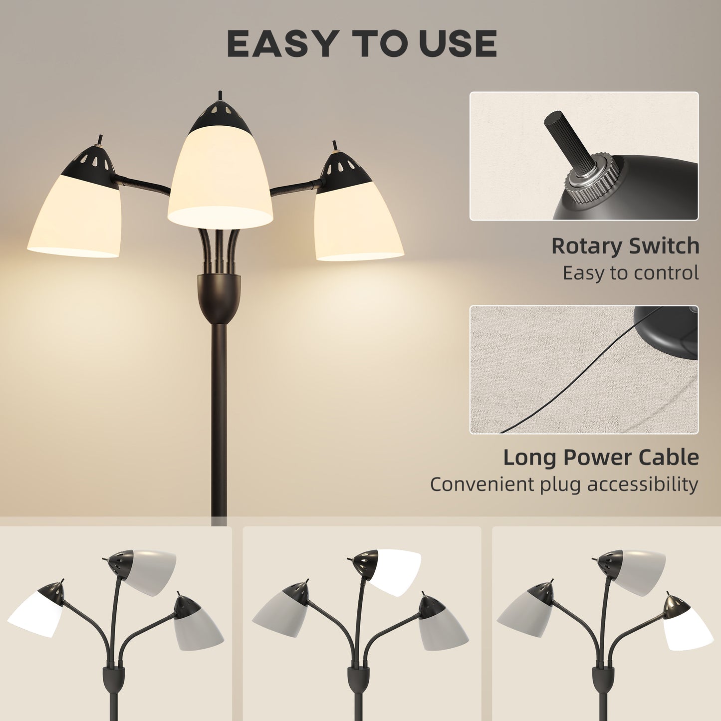 Arc Tree Floor Lamp with 3000K/4500K/6500K Colour Temperatures Black
