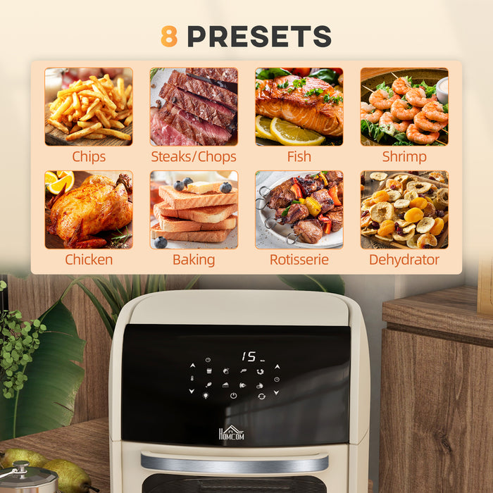 Digital Air Fryer with 8 Preset Modes, Rapid Air Circulation, 12L Air Fryer Oven with Memory Function, 1800W, White