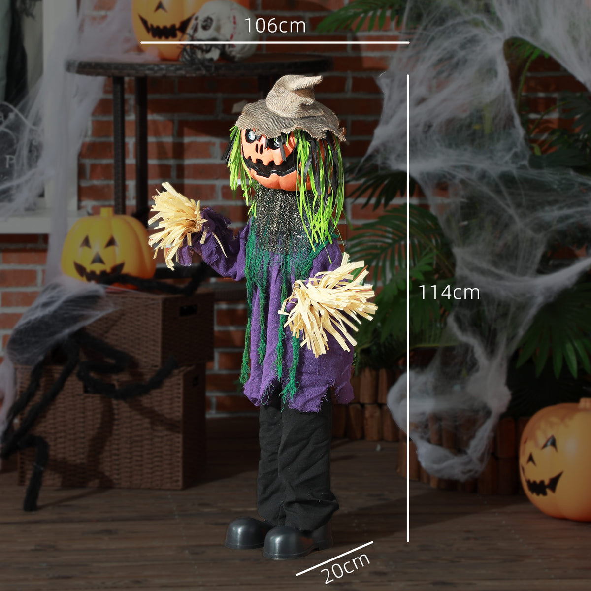 Pumpkin Halloween Animatronic Prop for Indoor Outdoor Decoration
