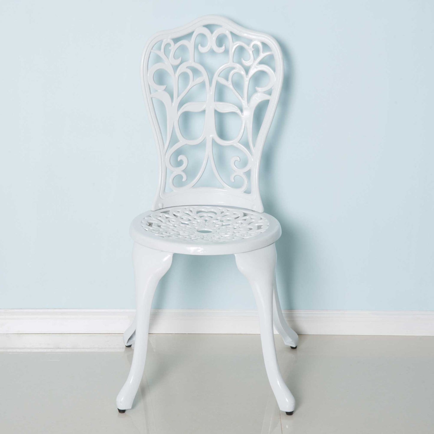 3 Pieces Antique Garden Bistro Set for 2 with Umbrella Hole, White