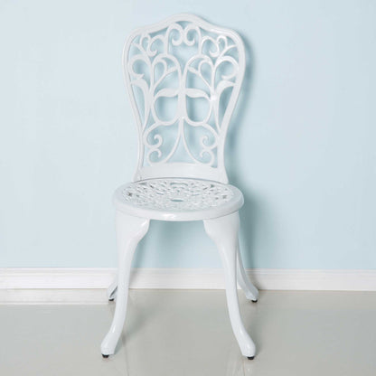 3 Pieces Antique Garden Bistro Set for 2 with Umbrella Hole, White