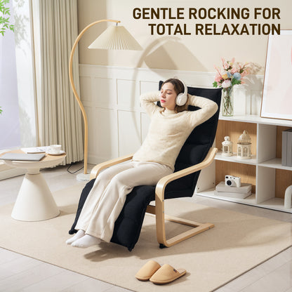 Birch Wood Lounge Chair for Living Room, Bedroom, Black