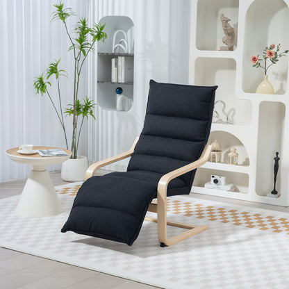Birch Wood Lounge Chair for Living Room, Bedroom, Black