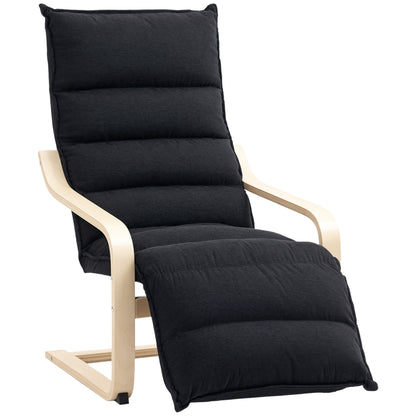 Birch Wood Lounge Chair for Living Room, Bedroom, Black