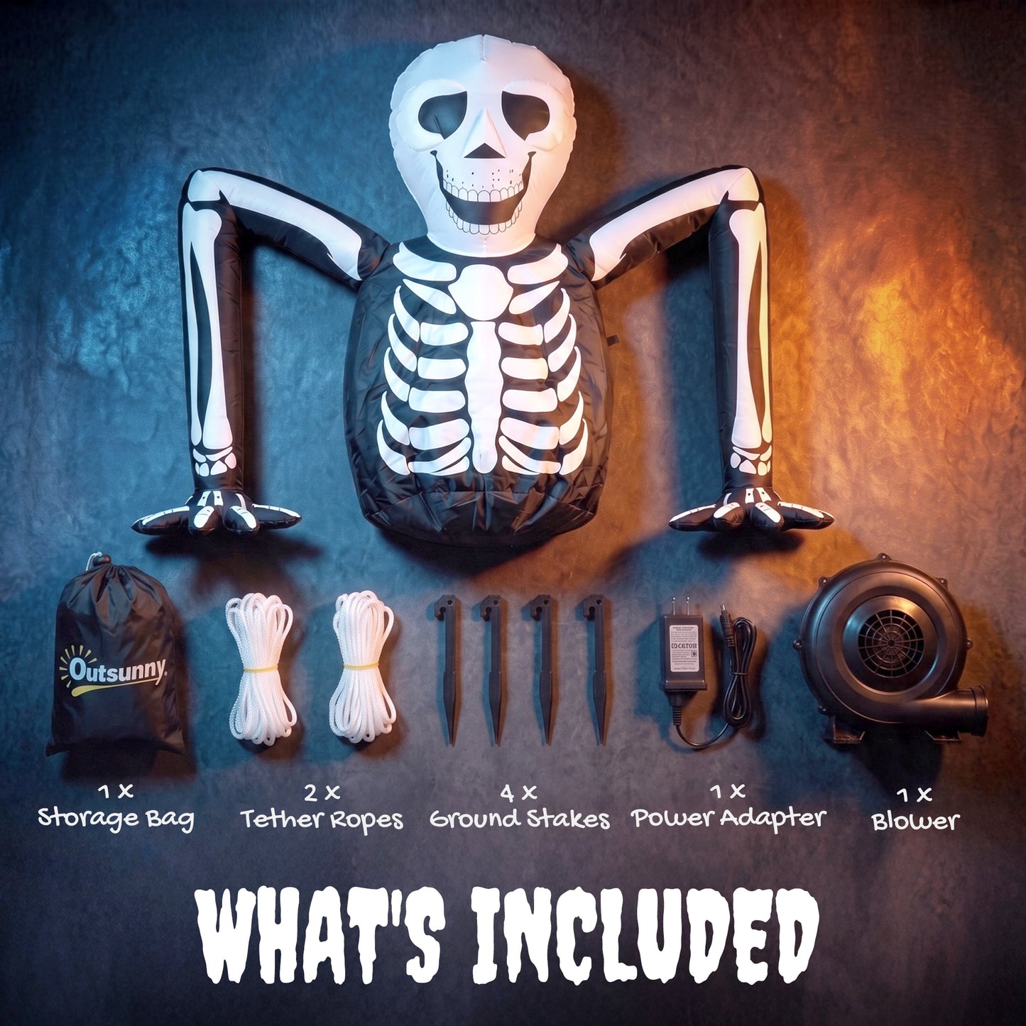Inflatable Ground Crawling Skeleton with Built-in LED Lights