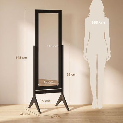 Adjustable Angle Full Length Mirror, Black