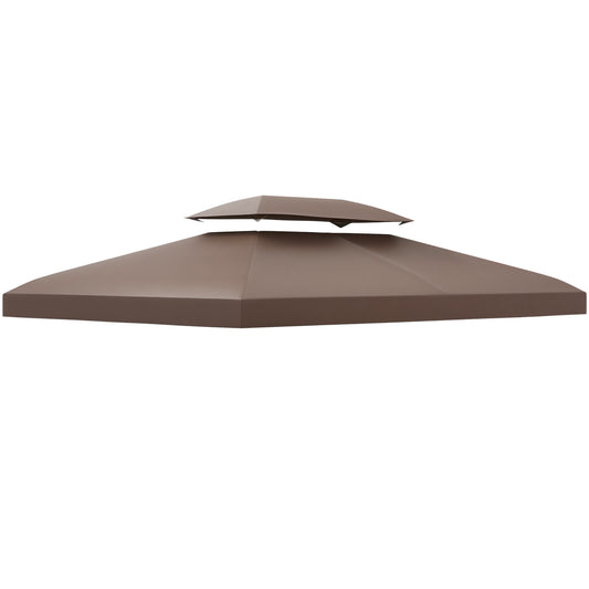 3x4m Gazebo Replacement Roof Canopy 2 Tier Top UV Cover Patio Brown