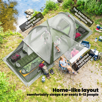 Family Camping Tent 3000mm Waterproof 8-12 Person Green