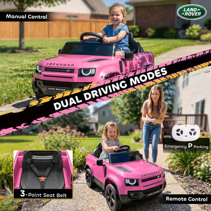 Land Rover Defender Licensed 12V Kids Ride on Car w/ Remote, Pink