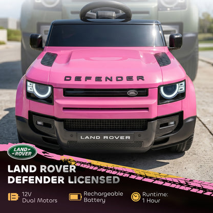Land Rover Defender Licensed 12V Kids Ride on Car w/ Remote, Pink