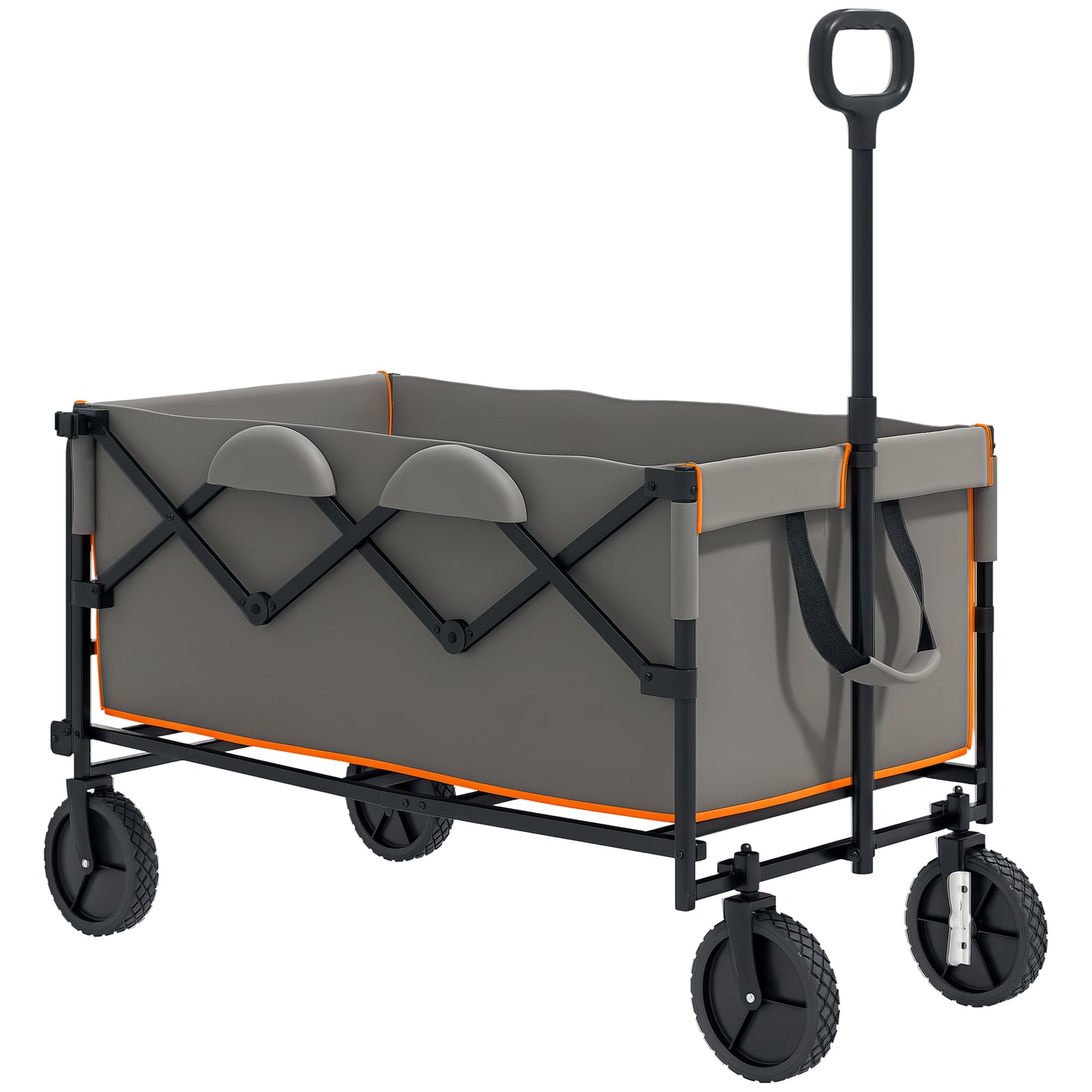 160L Folding Trolley Cart w/ Adjustable Handle, Grey and Orange