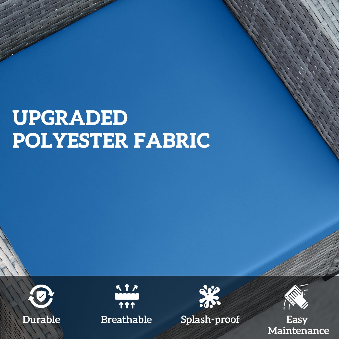 3PCs Rattan Garden Seat Cushions Pads for Patio Furniture Sky Blue