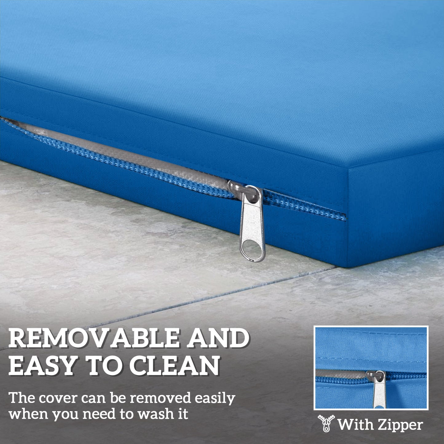 3PCs Rattan Garden Seat Cushions Pads for Patio Furniture Sky Blue