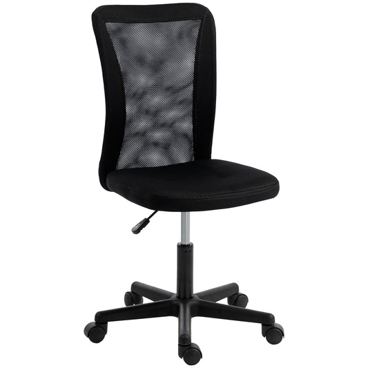 Vinsetto Armless Office Chair, Swivel Desk Chair w/ Adjustable Height, Black
