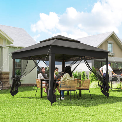 Garden Folding Tent Heavy Duty Pop Up Gazebo for Party Black