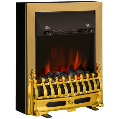 Electric Fireplace 1 & 2KW LED Fire Flame for Living Room Golden