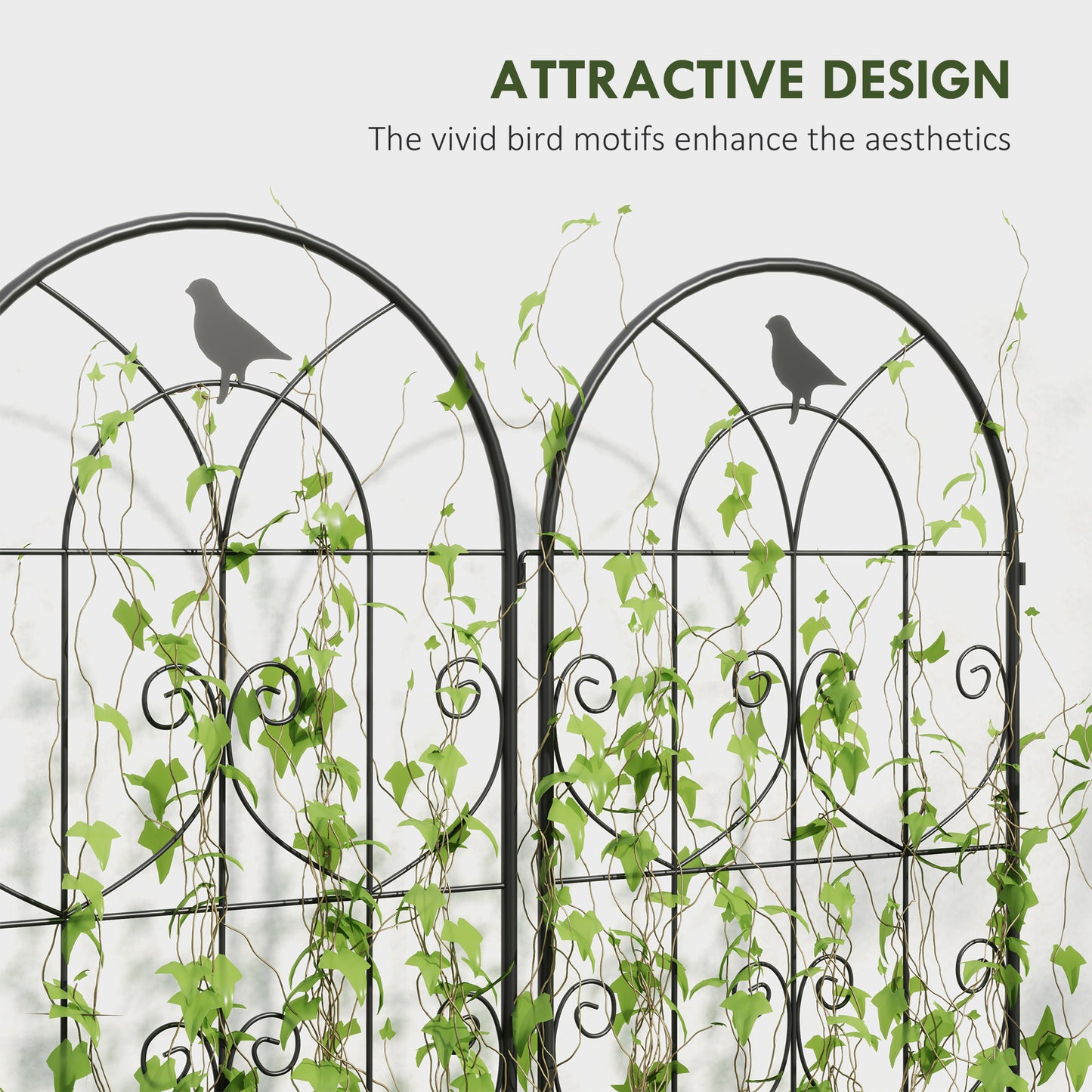 Set of 2 Metal Garden Trellis, Outdoor Trellis Panels, 180 x 50cm