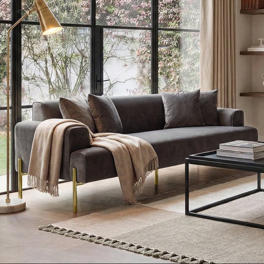 Duke Three Seat Sofa - Carbon - Brass base