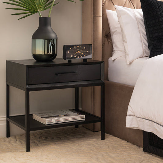 Duo Black Bedside Table