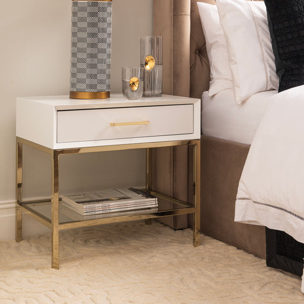 Duo White Bedside Table