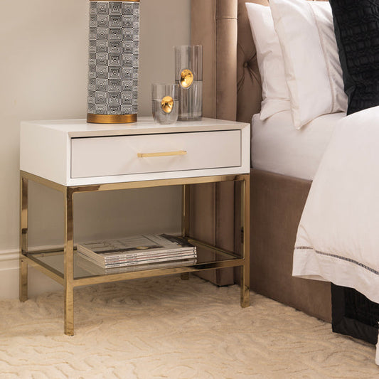 Duo White Bedside Table