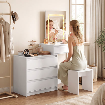 Vanity Makeup Desk LED Mirror Bedroom White