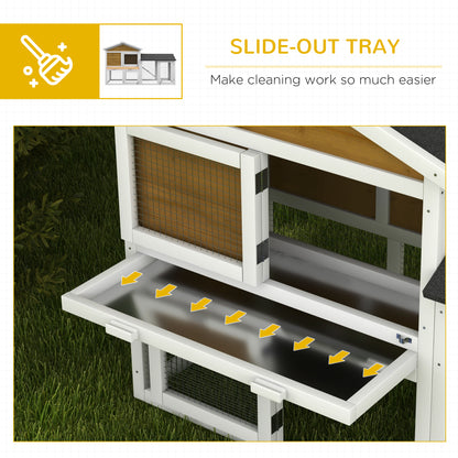 Rabbit Hutch, Guinea Pig Hutch Outdoor Double Tier w/ Ramp, Yellow