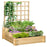 3 Tier Garden Planters with Trellis for Vine Climbing, Wooden Raised Beds, 95x95x110cm, Natural Tone